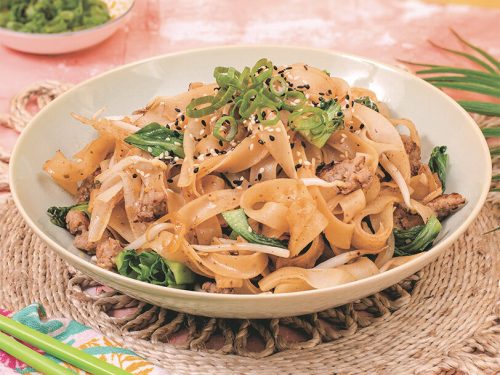 Stir-Fried Rice Noodles with Sausage & Bean Sprouts